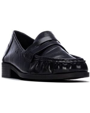 Xti Round-toe Block-heel Penny Loafers - Blue