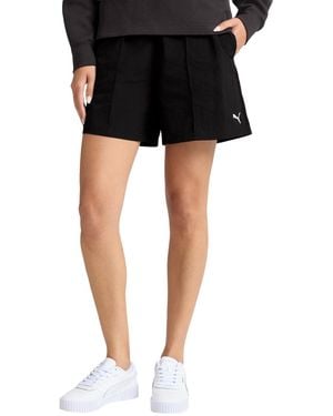 PUMA Essential Woven Pin Loose Fit Tuck Shorts - Black