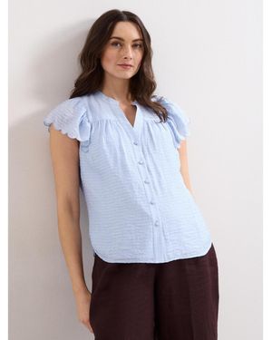 Phase Eight Aleasha Scallop Sleeve V-neck Blouse - White