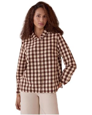 Celtic & Co. Gingham Button Through Shirt - Brown