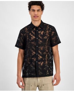 Guess Regular-fit Devore Floral Shirt - Black