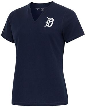 Antigua Detroit Tigers Notch Neck T-shirt - Blue