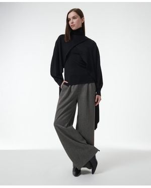 eem Layered Butterfly Sleeve Knitted Sweater - Black