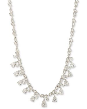 Givenchy Silver-tone Crystal Dangle Fancy Collar Necklace - White