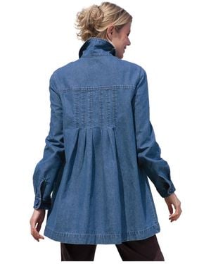 Woman Within Plus Size Within Pleat-back Denim Jacket - Blue