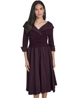 Jessica Howard Mixed-media Fit & Flare Midi Dress - Purple