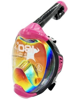 180° Moflow+ Irridium Full Face Snorkel Mask Yellow L/xl – Panoramic View - Pink