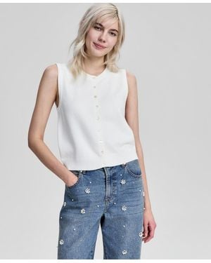 And Now This Button-front Crewneck Vest - White