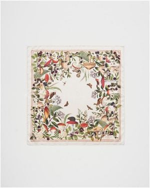 Fable England Orla Mushroom Small Square Scarf - White