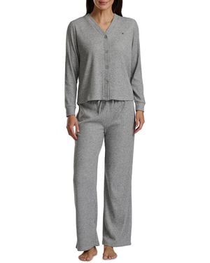 Tommy Hilfiger 2-piece Long Sleeve Cardigan And Pants Set - Gray