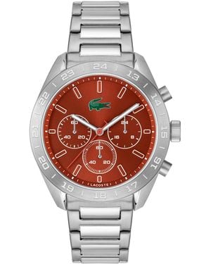 Lacoste Quartz Boston Silver Tone Stainless Steel Bracelet Watch 42mm - Gray