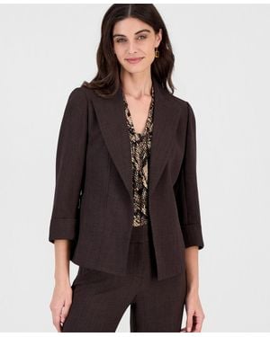 Kasper Notch-collar Cuffed-sleeve Blazer - Black