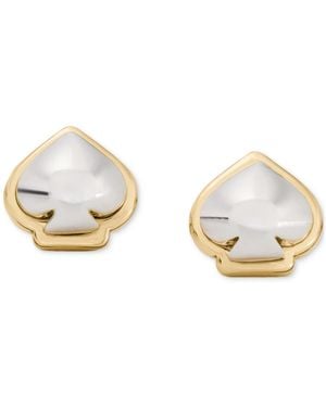 Kate Spade Two-tone Sculpted Spade Mini Stud Earrings - Metallic