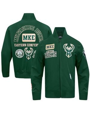 Pro Standard Milwaukee Bucks Area Code Twill Full-zip Jacket - Green