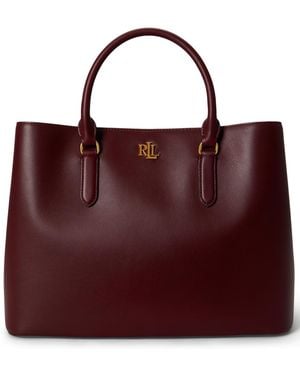 Ralph Lauren Full-grain Smooth Leather Large Marcy Satchel - Red