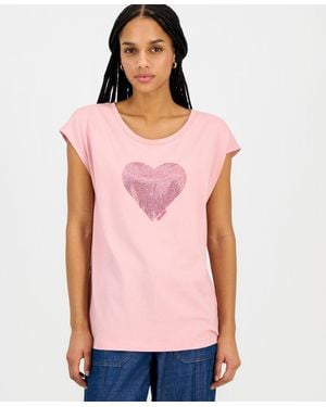 Nautica Round-neck Embellished-heart T-shirt - Pink