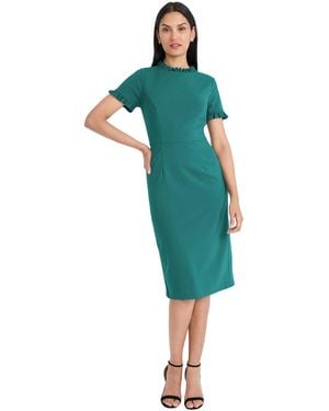 Maggy London Ruffled-trim Sheath Dress - Green