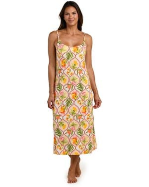 La Blanca Palm Nouveau Scoop Neck Cover-up Dress - Metallic
