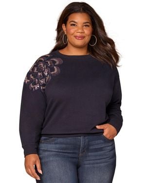 Democracy Plus Size Embellished Crewneck Sweatshirt - Blue