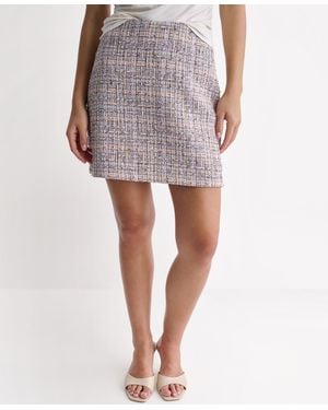 BCBGMAXAZRIA Metallic Accent Tweed Mini Skirt - White