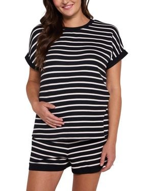 Motherhood Maternity Maternity Motherhood Cap Sleeve Relaxed Fit Top - Black