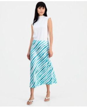 On 34th Printed Midi Slip Skirt Macys Exclusive - Blue
