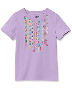 Lands' End Girls Short Sleeve Graphic Tee - Purple