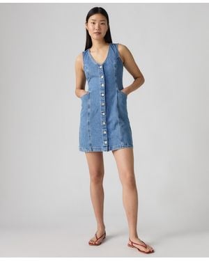 Levi's Vianna Denim Button-front Vest Dress - Blue