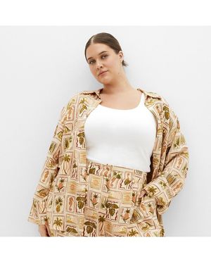 City Chic Bella Print Shirt - White