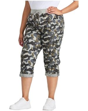 Avenue Plus Size Cotton Roll Up Capri - Gray