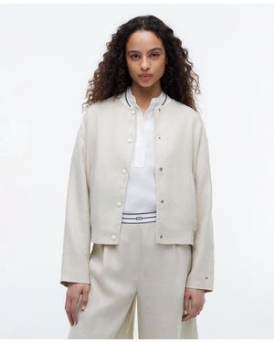 Tommy Hilfiger Long-sleeve Linen Bomber Jacket - White
