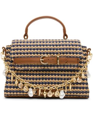 Madden Girl Shells Straw Small Top Handle Satchel Handbag - Metallic