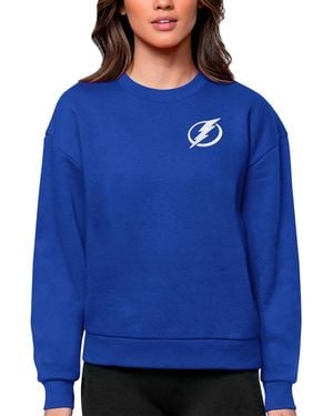 Antigua Tampa Bay Lightning Primary Logo Victory Crewneck Pullover Sweatshirt - Blue