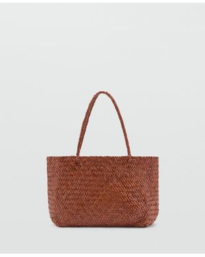 Mango Woven Shopper Bag - Brown