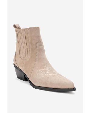 Forever & Always Shoes Julieta Leather Block Heel Western Boot - White