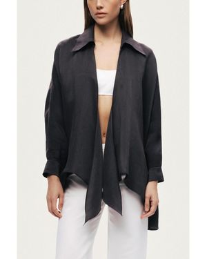 Nocturne Front-tie Longline Shirt - Black