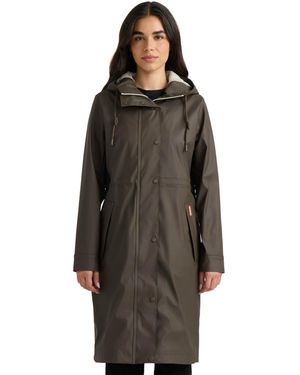 HUNTER Long Rubberized Anorak Coat - Brown