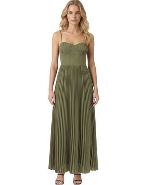 Modenaire Pleated Bustier Smocked-back Maxi Dress - Green