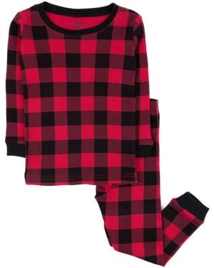 Leveret Kids Two Piece Cotton Plaid Holiday Pajamas - Red