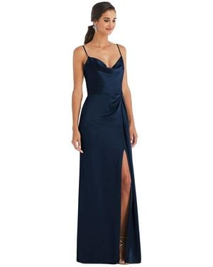 The Dessy Group Cowl-neck Draped Wrap Maxi Dress - Blue
