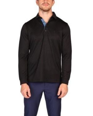 Tailorbyrd Solid Modal Long Sleeve Polo - Black