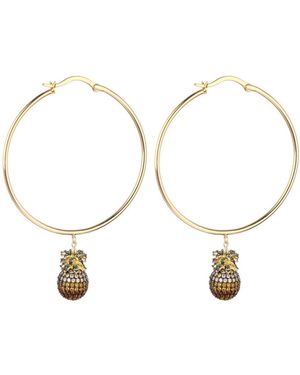 Noir Jewelry Cubic Zirconia Pineapple Hoop Earring - Metallic
