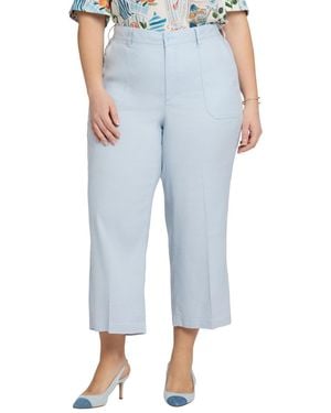 NYDJ Plus Size Cropped Wide-leg High-waisted Pants - Blue