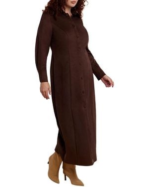 Eloquii Lurex Sweater Dress W Fringes - Brown