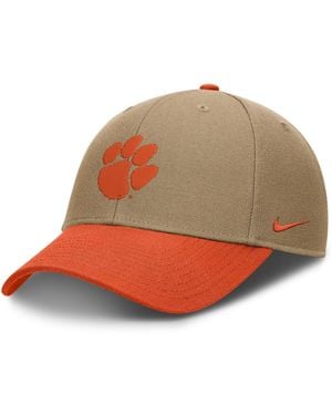 Nike And Beige/orange Clemson Tigers Primetime Rise Dri-fit Adjustable Hat - Natural
