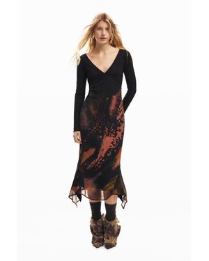 Desigual Printed Long Dress - Black