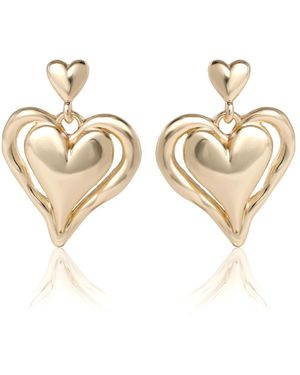 BCBGeneration Double Heart Drop Earrings - Metallic