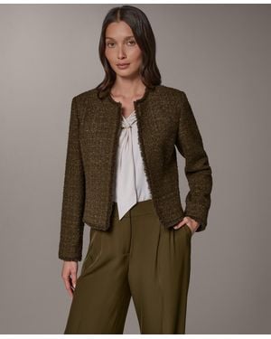 Donna Karan Open-front Fring Jacket - Brown
