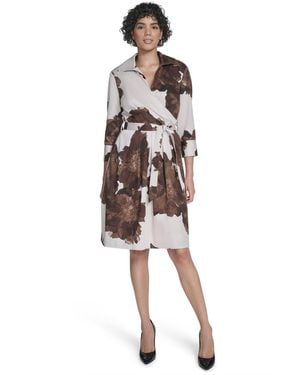 Calvin Klein V-neck Shirt Dress - White