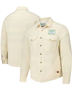Sportiqe And Boston Celtics High Country Reeves Full-button Long Sleeve Shirt - Natural